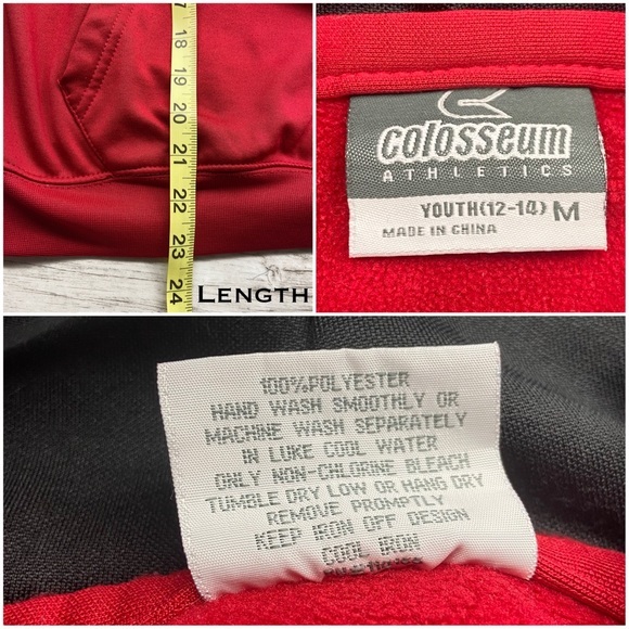NC State University College Hoodie Sweat Shirt Fleece Lined Youth 12-14 M Red - Picture 12 of 13